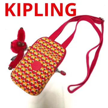KIPLING 스마트폰 숄더백 올 패턴 오렌지 x 핑크 계열