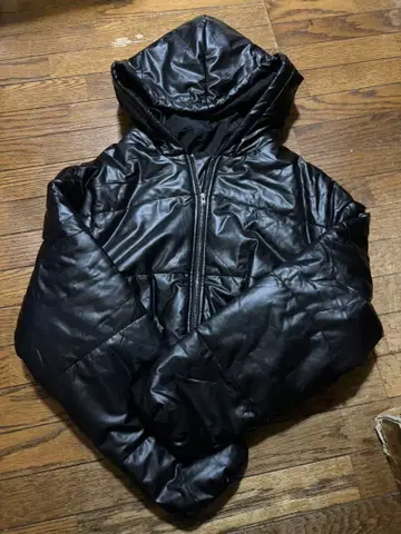 shein 인조 가죽 다운 자켓 블랙