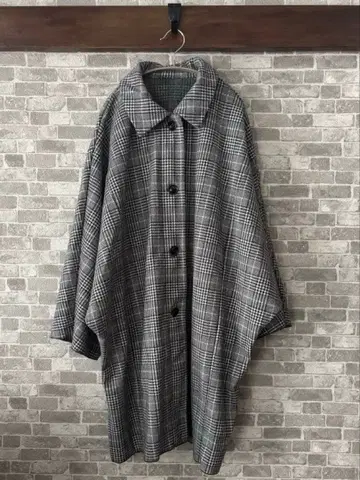 Ray Cassin 돌먼 슬리브 오버사이즈 체크 코트 F