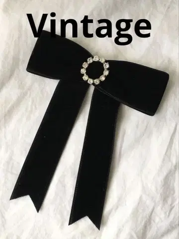 빈티지 리본 모티브 벨로아 브로치 큐빅 빅 사이즈