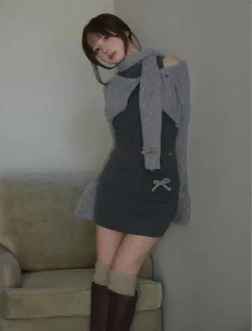 Zoff muffler knit set up AM1605