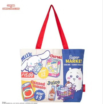 치이카와 x 산리오 캐릭터즈 슈퍼마켓 쇼핑 토트백