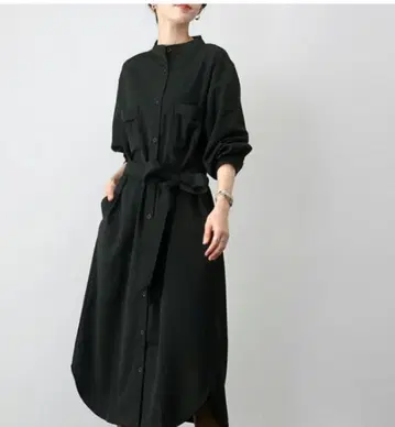 블랙 셔츠 원피스 긴팔