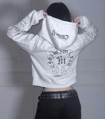 [ Y2K ] 숏 기장 더블 지퍼 후드티 그레이 한국 스트릿 갸루