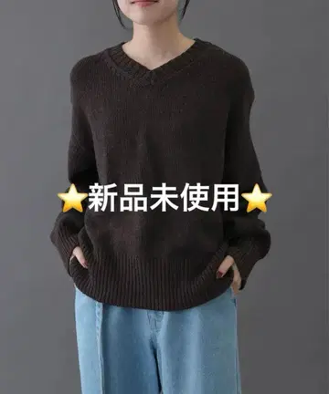 FORK&SPOON V넥 니트 BROWN