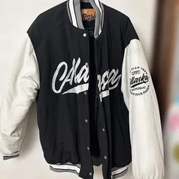 Basic Plan 바시티 자켓 M 블랙/화이트