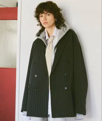 soerte 오버 사이즈 더블 브레스트 자켓 스트라이프 3