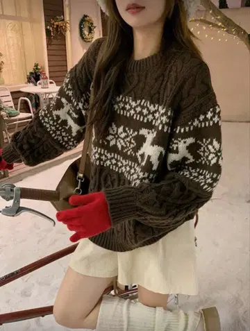 SHEIN 니트 크리스마스 노르딕 무늬 M