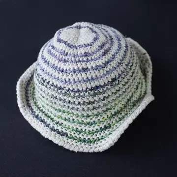 크로셰 모자 / 크러셔 모자 아이보리 코튼 니트 보더