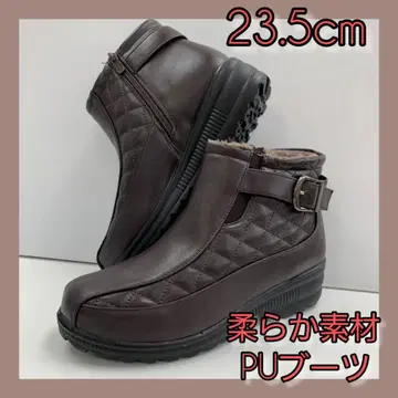 23.5cm 새상품 여성/여성용 퀼팅 부츠 퍼 롱부츠 브라운