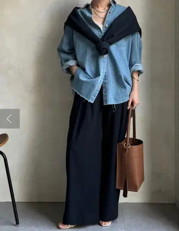 DOUDOU 데미지 데님 셔츠