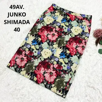 49AV 준코 시마다 플라워 자카드 스커트 꽃무늬 멀티 컬러 일본제
