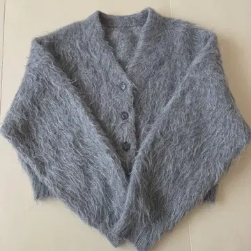 Noble 알파카 혼방 샤기 숏 가디건