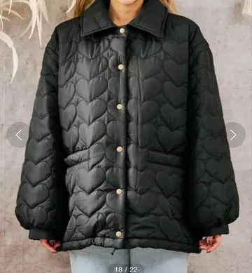 하트 퀼팅 다운 자켓 블랙 anap