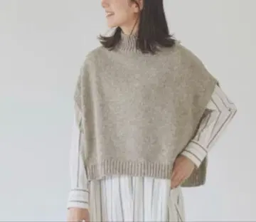 Utilite 하이넥 니트 베스트 울 그레이지 유틸리테 페루제