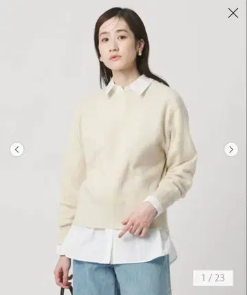 이번 시즌 상품 폭스 울 라메 크루넥 니트