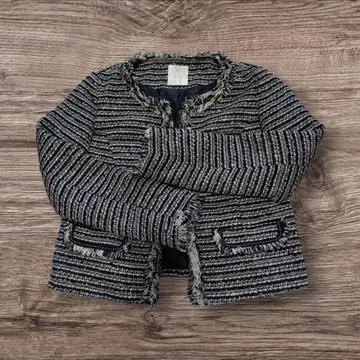 아쿠아걸 프린지 노카라 자켓 네이비 S 두꺼운 원단