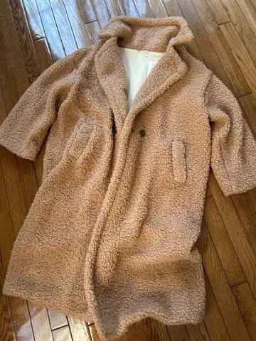 미사용 새상품 베이지 테디 보아 롱 코트 초보온