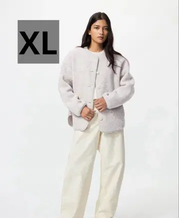 [ 유니클로 ] 보아 플리스 릴랙스 가디건 그레이 XL