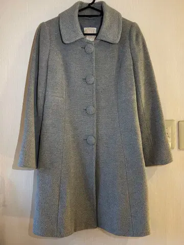 그레이 버튼 울 코트