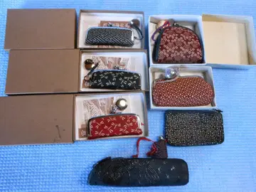 인덴야 토탈 7점 일본풍 자수 코인 케이스 등