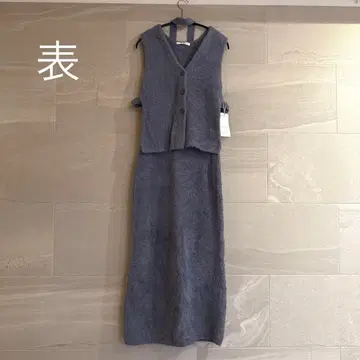 SNIDEL 그레이 니트 슬리브리스 셋업