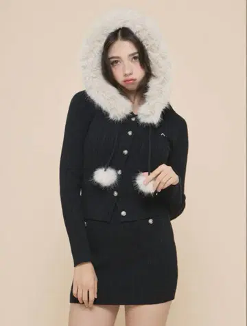 andmary Reo fur knit set up