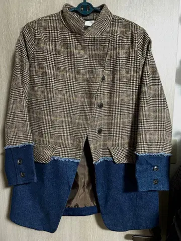 cy_an 체크 무늬 코트 데님 모드