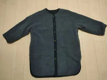 보아풍 버튼 리버서블 코트 그레이 블랙