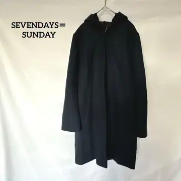 세븐 데이즈 선데이 롱 코트 M 네이비 울 혼방