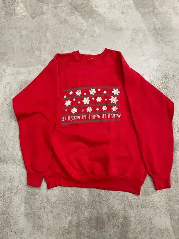 90s USA제 크리스마스 LET IT SNOW 빨간색 맨투맨 L