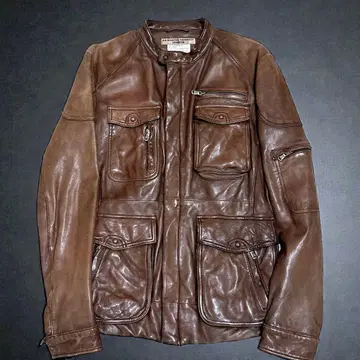 캐서린 햄넷 가죽 양가죽 자켓 라이더스 브라운