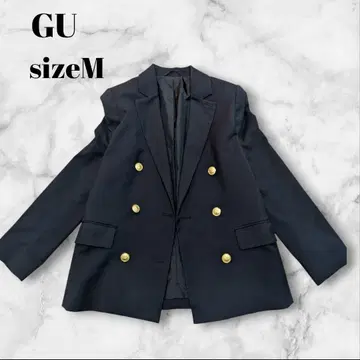 지유 테일러드 자켓 더블 네이비 골드 버튼 사이즈 M