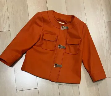 MICHAEL KORS 오렌지 노카라 코트 7부 소매 S 사이즈