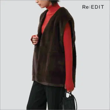 [미사용 새상품] ReEDIT 브라운 인조 모피 베스트