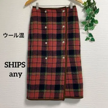 SHIPSany*울 혼방 타탄 체크 리버서블 쉽스 빨간색 영국풍