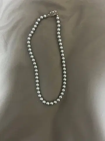 실버 펄 목걸이 스컬 모티브