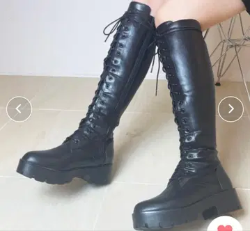 통굽 레이스업 롱 부츠