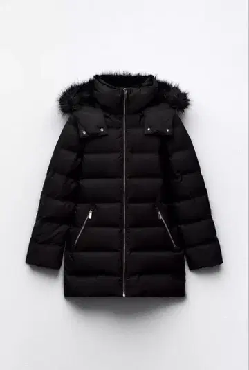 ZARA 블랙 다운 자켓 후드 부착