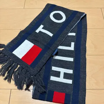 TOMMY HILFIGER 로고 머플러 그레이/네이비