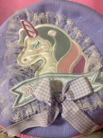 나일 퍼치 유니콘 자수 베레모 보라색