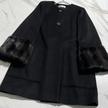 구하기 어려움 레오나르 리스 캐시미어 100% 노카라 코트 블랙