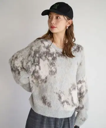 믹스 샤기 니트 풀오버