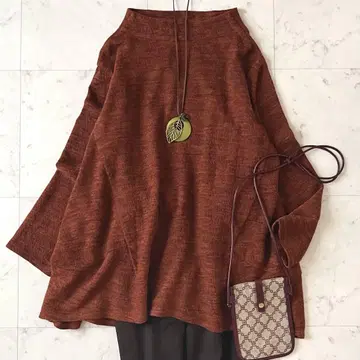 새상품급*센소유니코 자우 울 니트 튜닉 40 오렌지 브라운 계열 긴팔