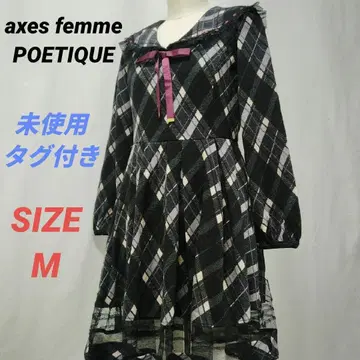 미사용 axes femme POETIQUE 세일러 체크 원피스 블랙