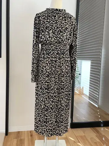 레오파드 무늬 긴팔 맥시 원피스 봄, 가을