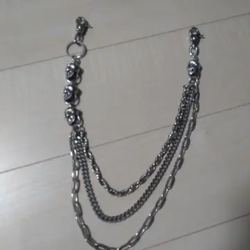 스컬 디자인 실버 지갑 체인