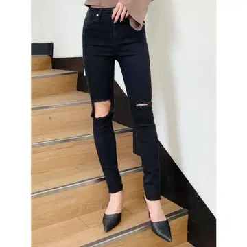 GYDA 제이다 H/W KNEE 데미지 디자인 컬러 팬츠