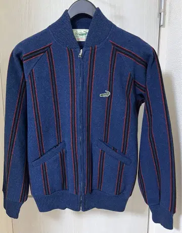 크로커다일 네이비 스트라이프 니트 블루종