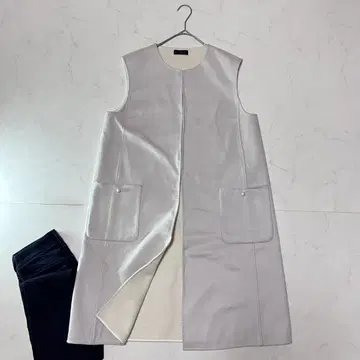 TO BE CHIC 펄 버튼 롱베스트 울 80% 고급 엘레강트